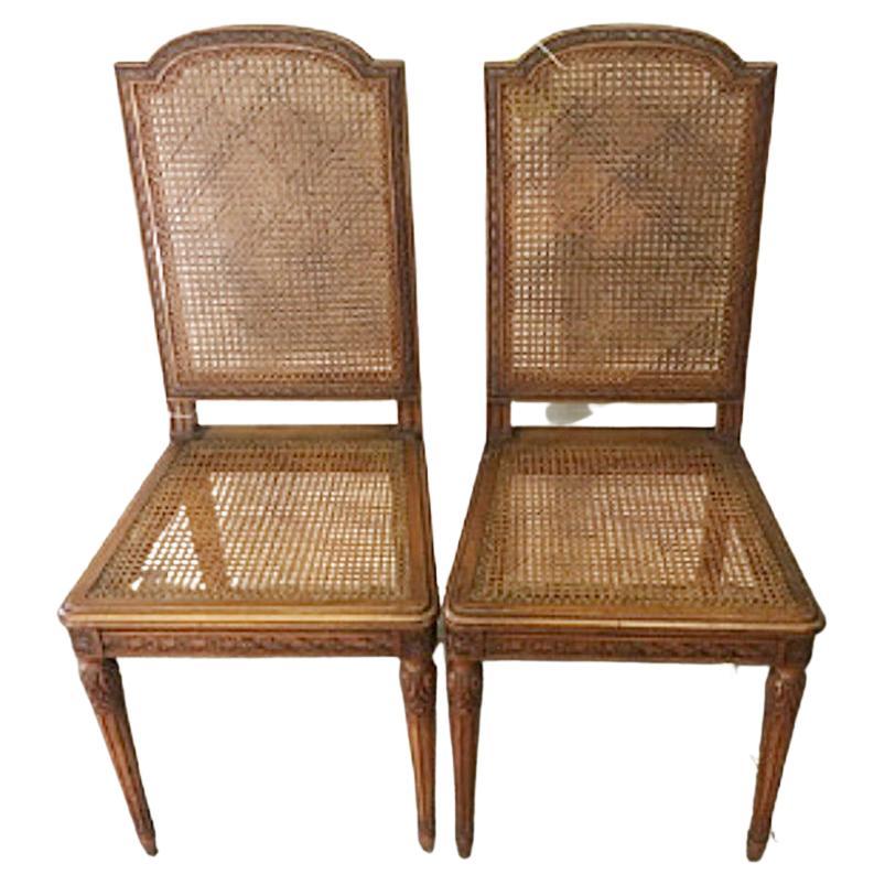 19th Century French Cane Chairs with Matching Splats