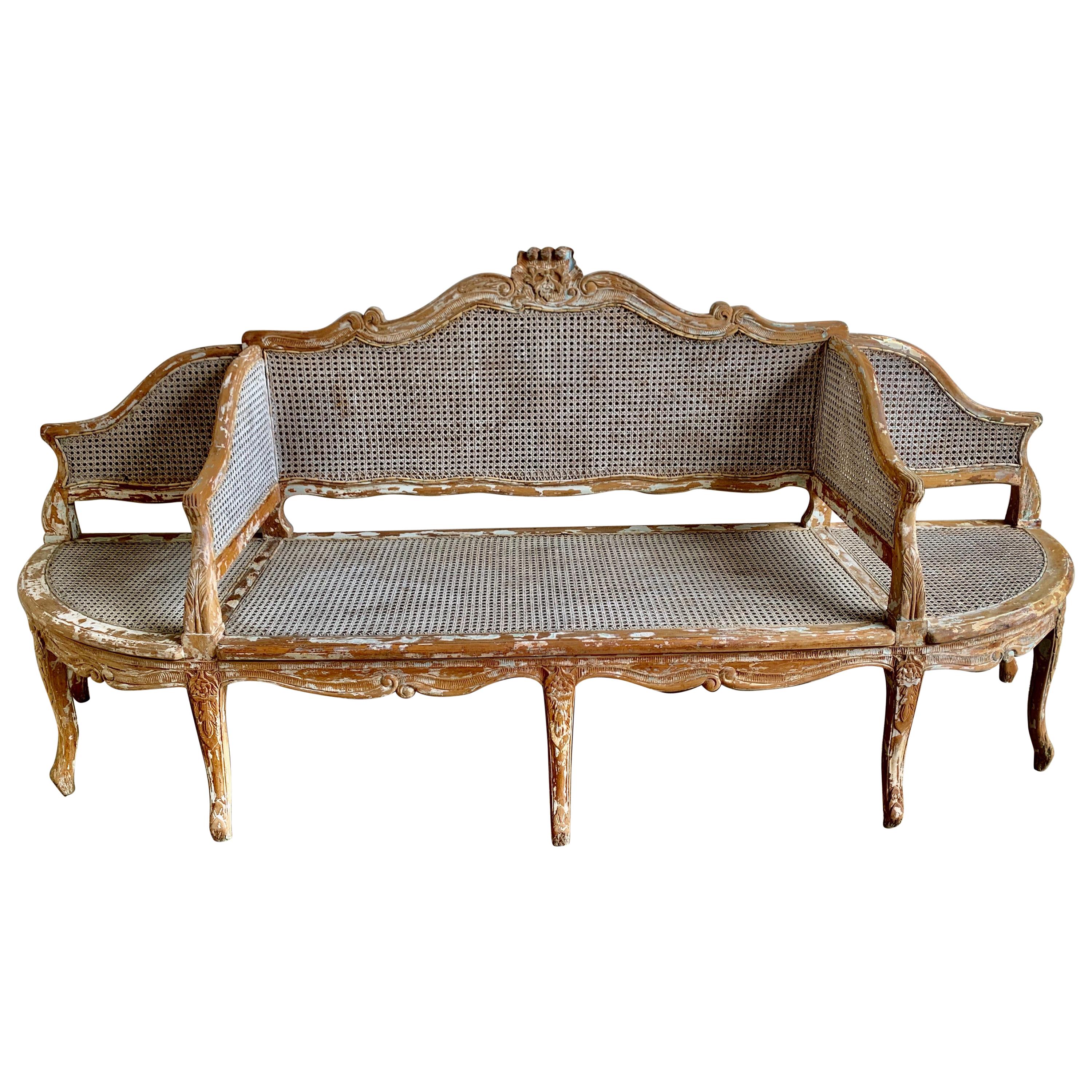19th Century French Cane Settee