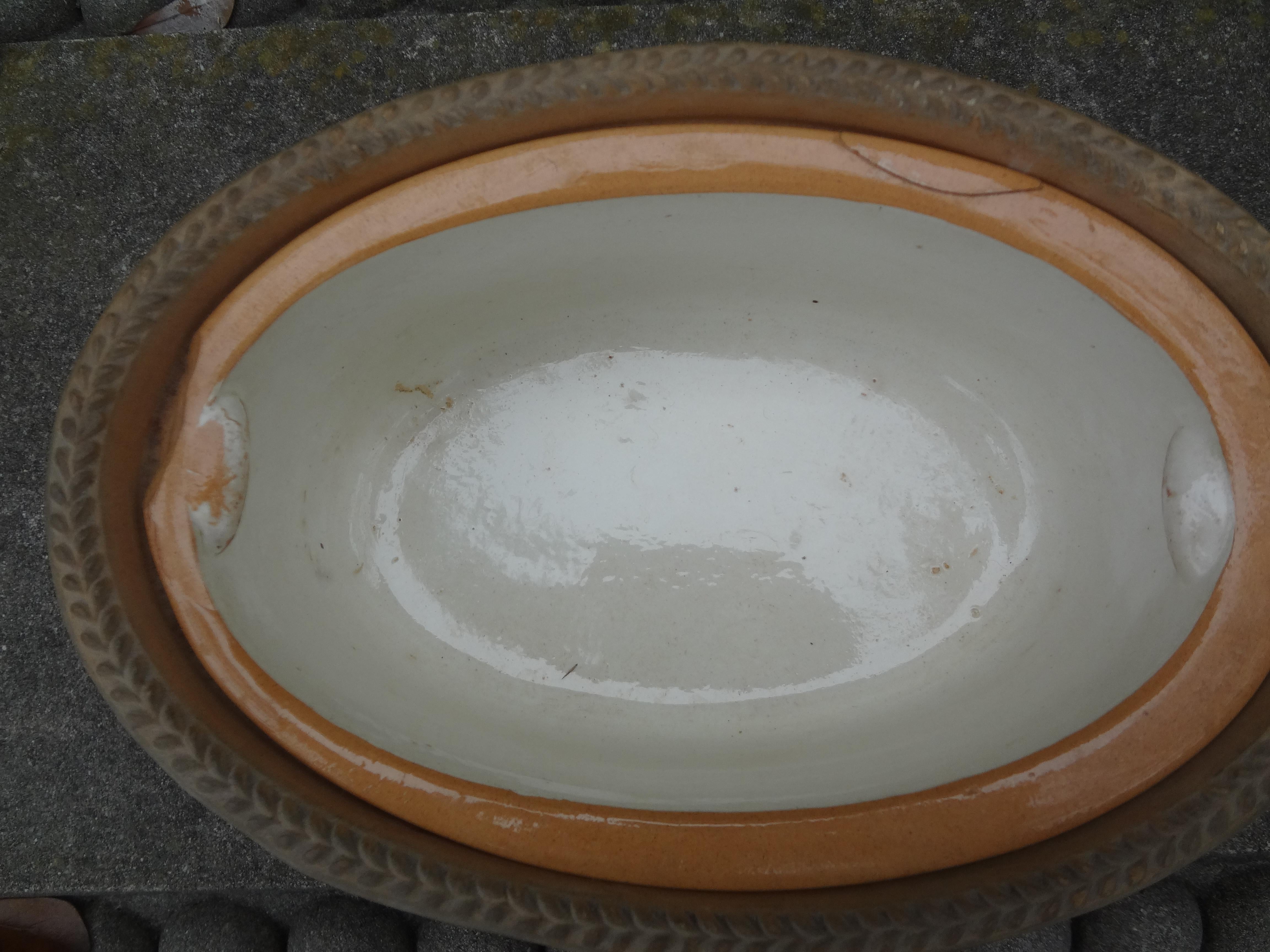19th Century French Caneware Game Pie Dish or Tureen with Liner at