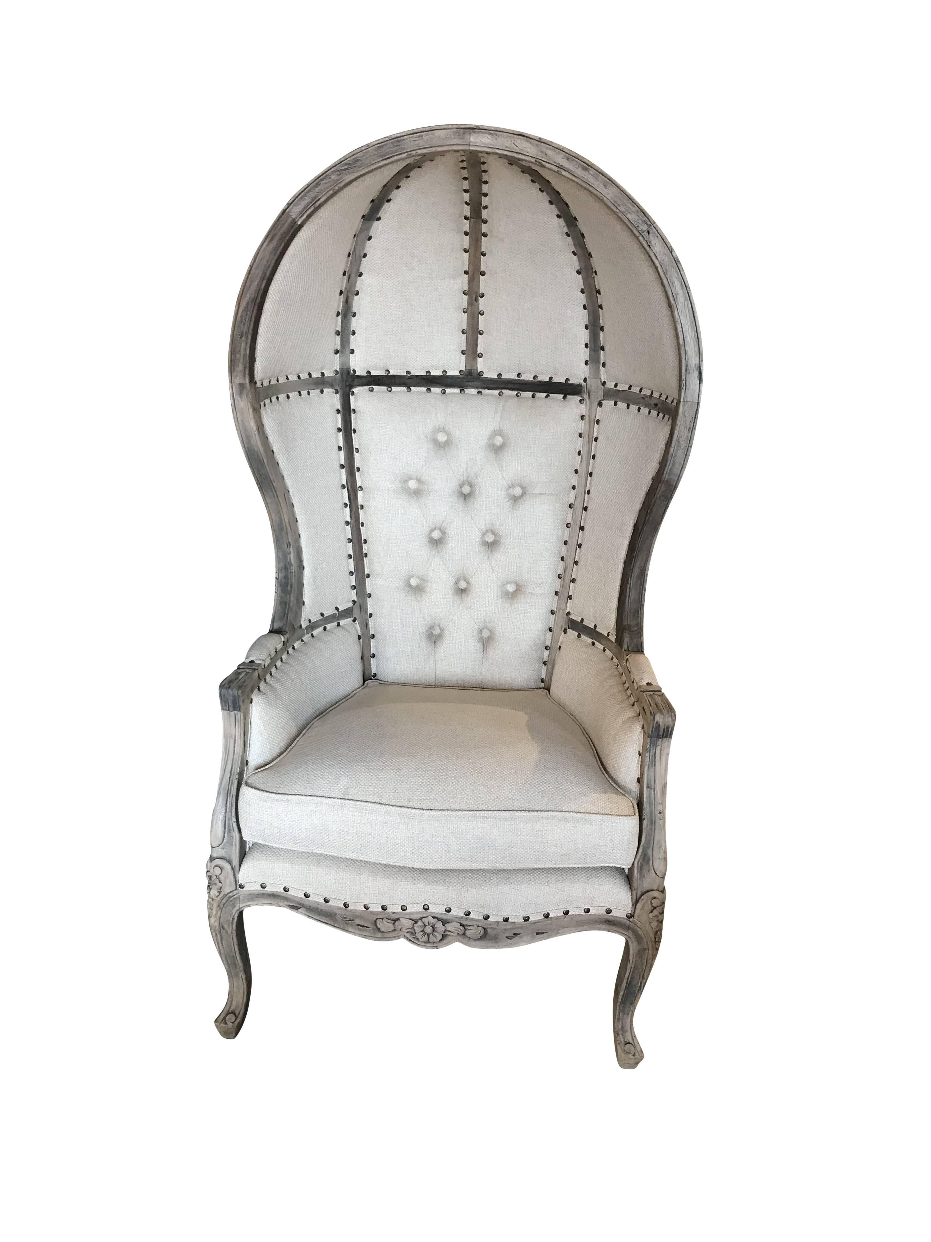 Louis XVI style French canopy or porter's chair beautifully reupholstered.