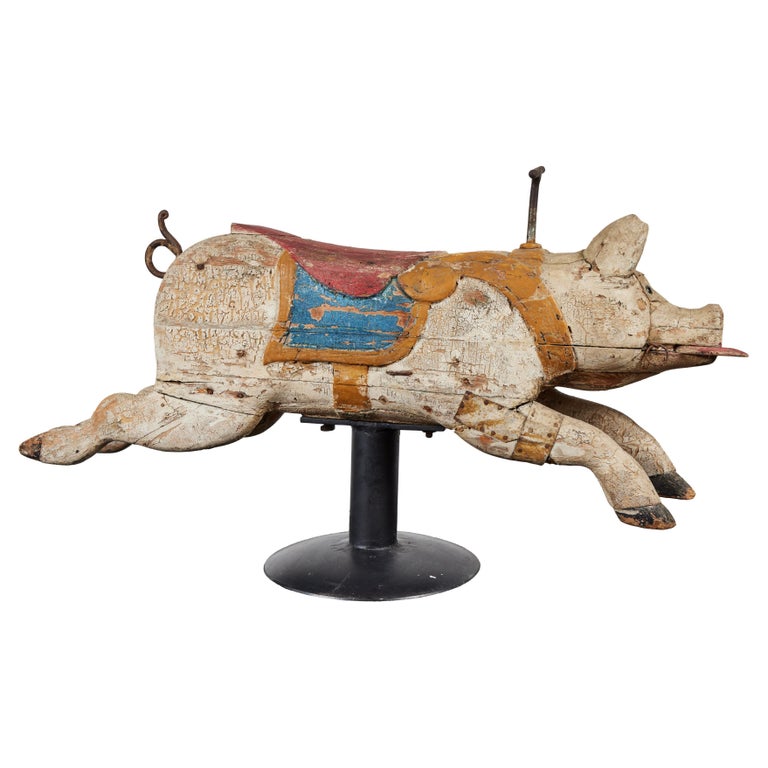 Carved Wooden Juvenile Carousel Camel For Sale at 1stDibs