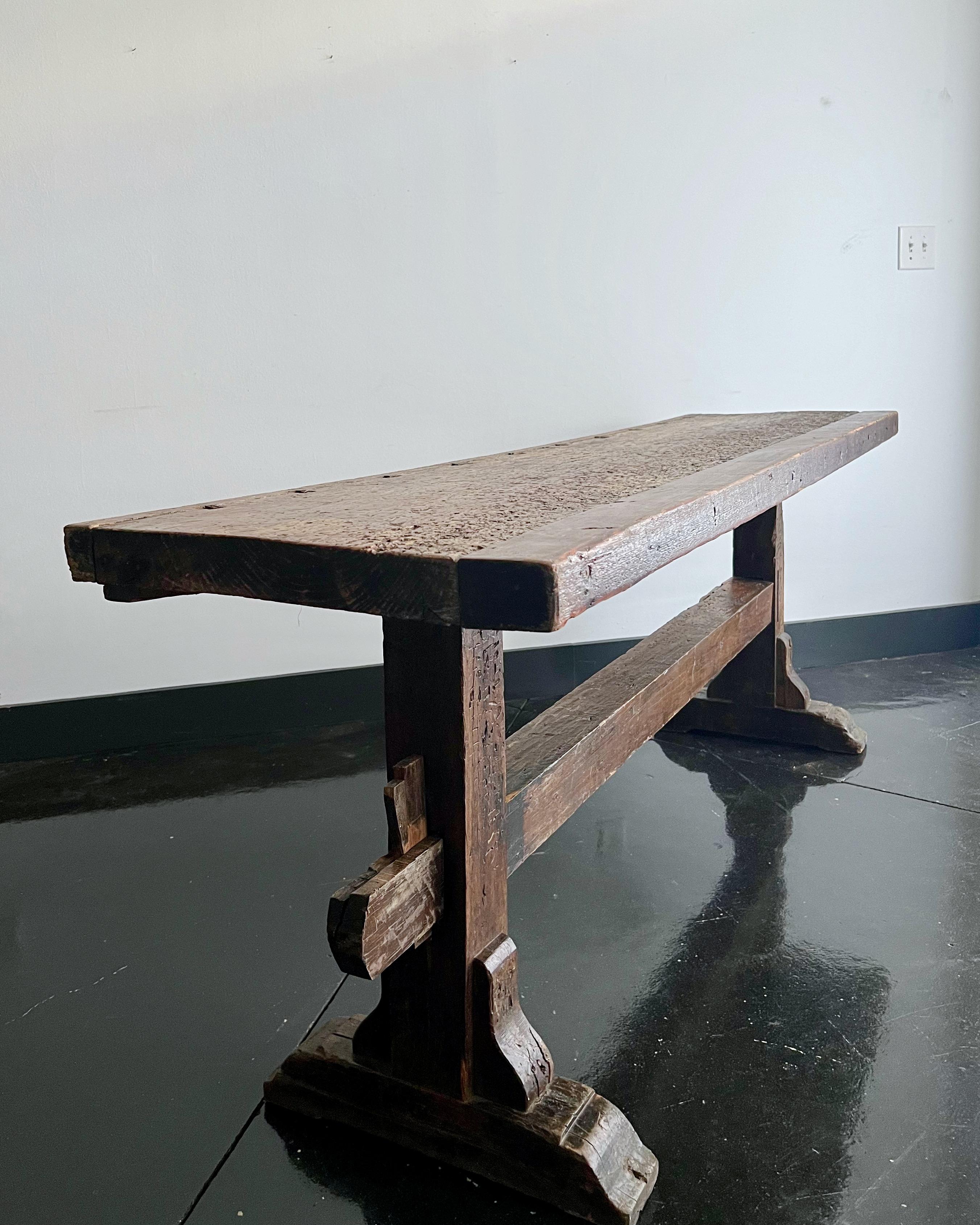 Hand-Carved 19th century French Carpenter's Workbench For Sale