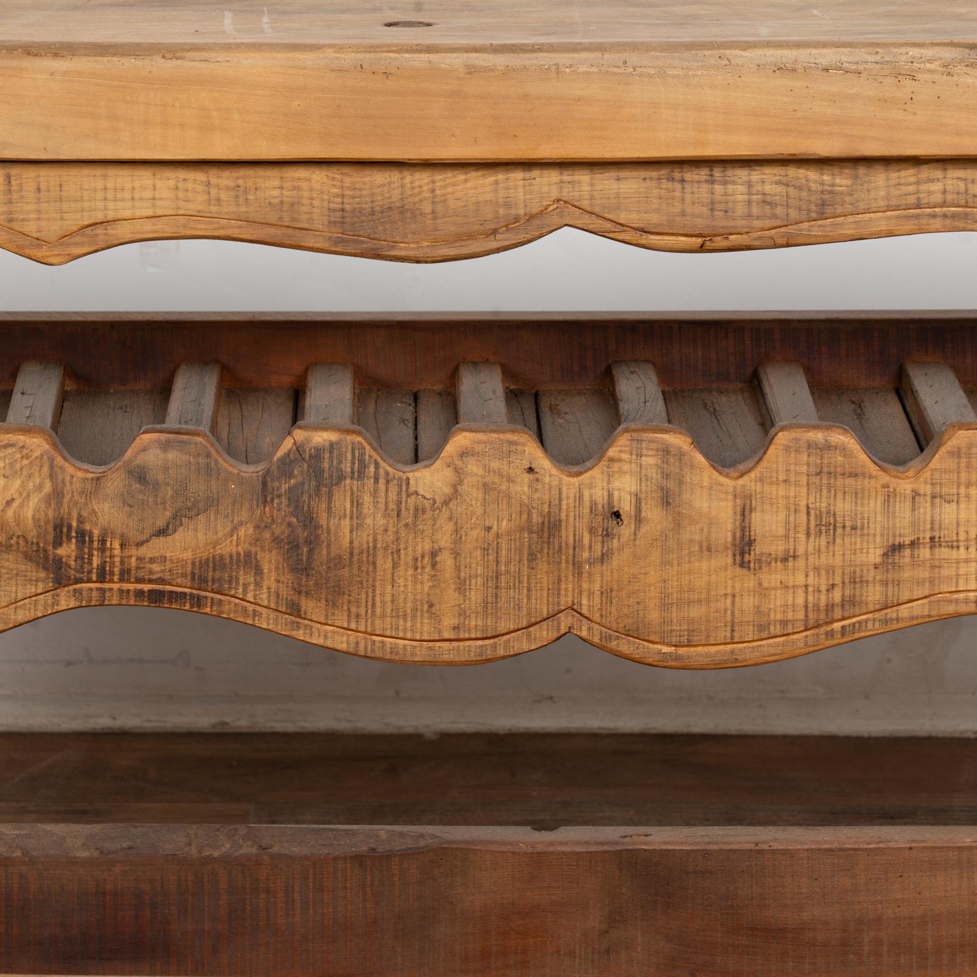 19th Century French Carpenter's Workbench Wine Rack Console Table For Sale 6