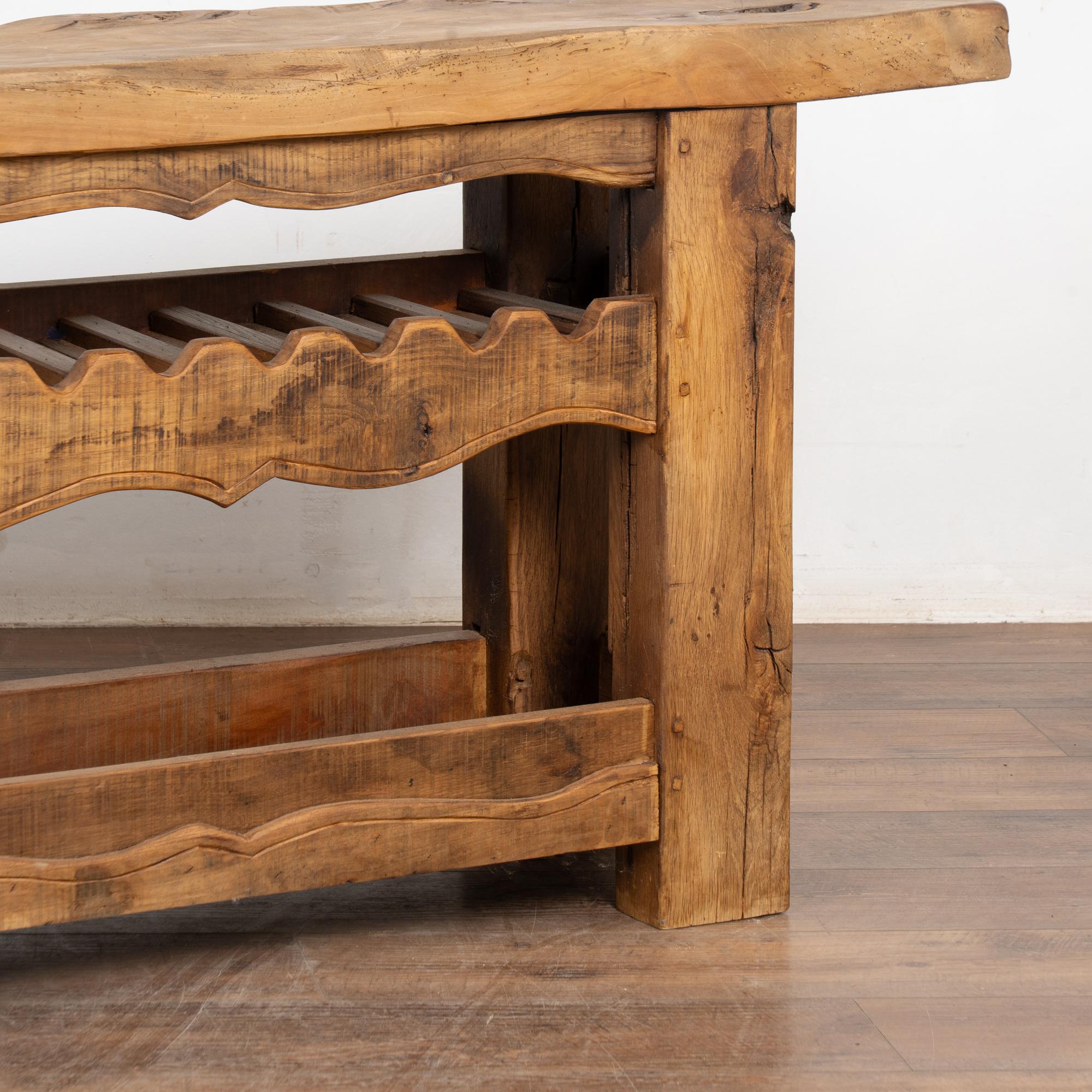 Wood 19th Century French Carpenter's Workbench Wine Rack Console Table For Sale