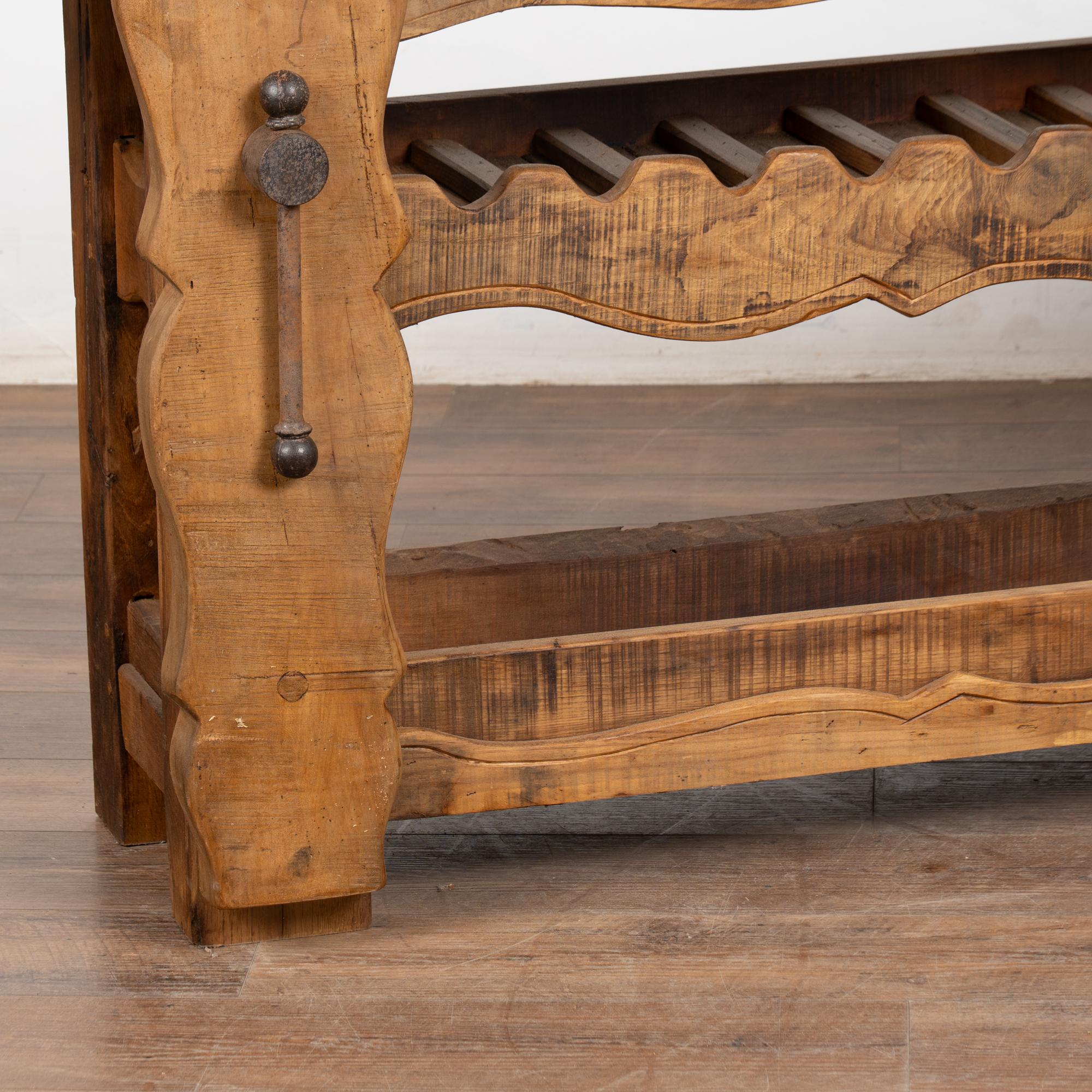 19th Century French Carpenter's Workbench Wine Rack Console Table For Sale 1