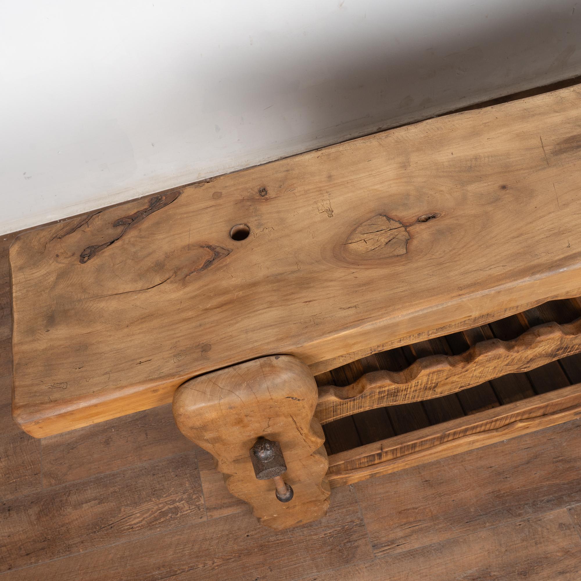 19th Century French Carpenter's Workbench Wine Rack Console Table For Sale 4
