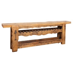 Antique 19th Century French Carpenter's Workbench Wine Rack Console Table