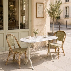 19th Century French Carrara Marble and Wrought Iron Bistro Table