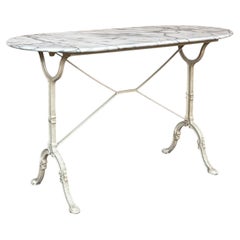19th Century French Carrara Marble and Wrought Iron Bistro Table