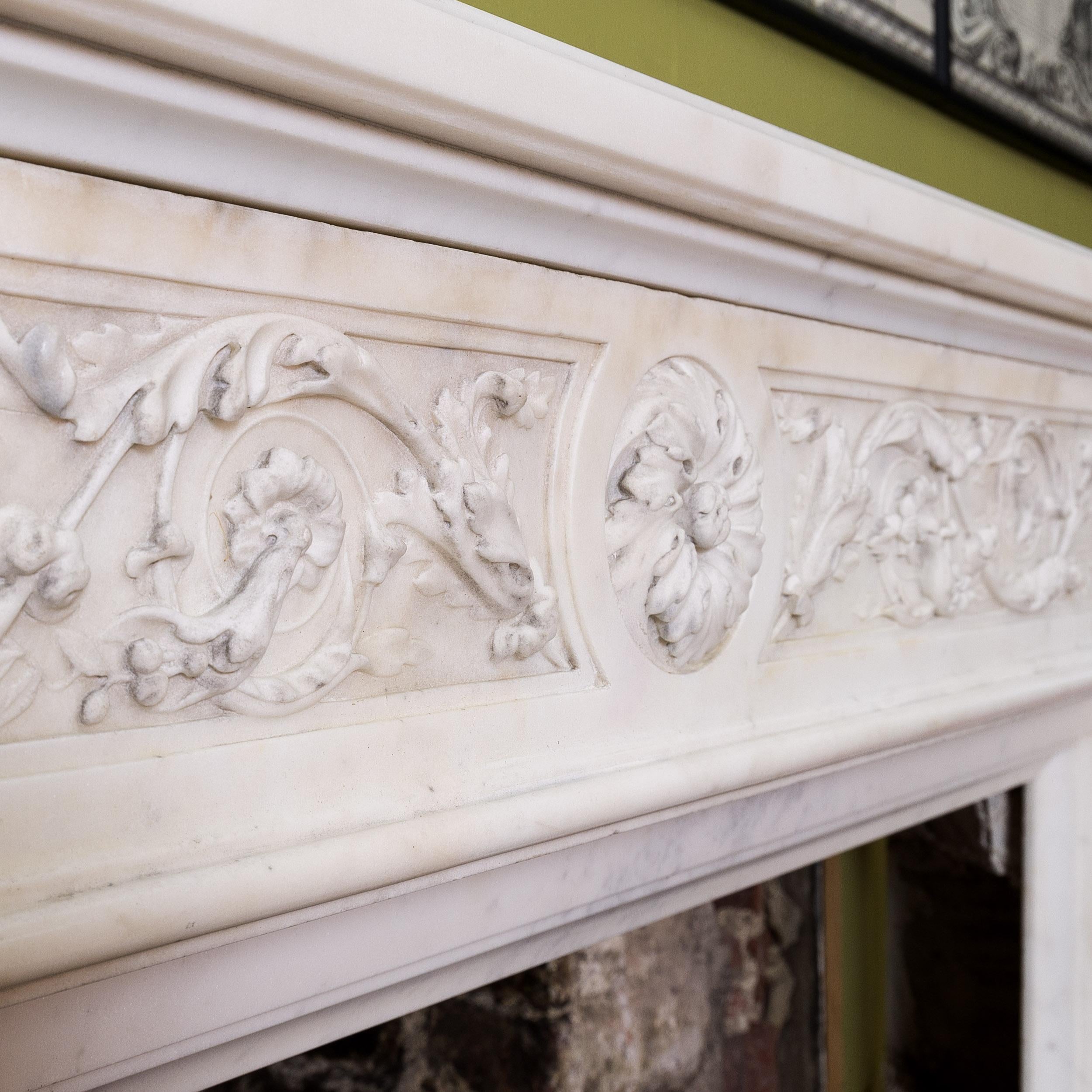 19th Century French Carrara Marble Fireplace 5