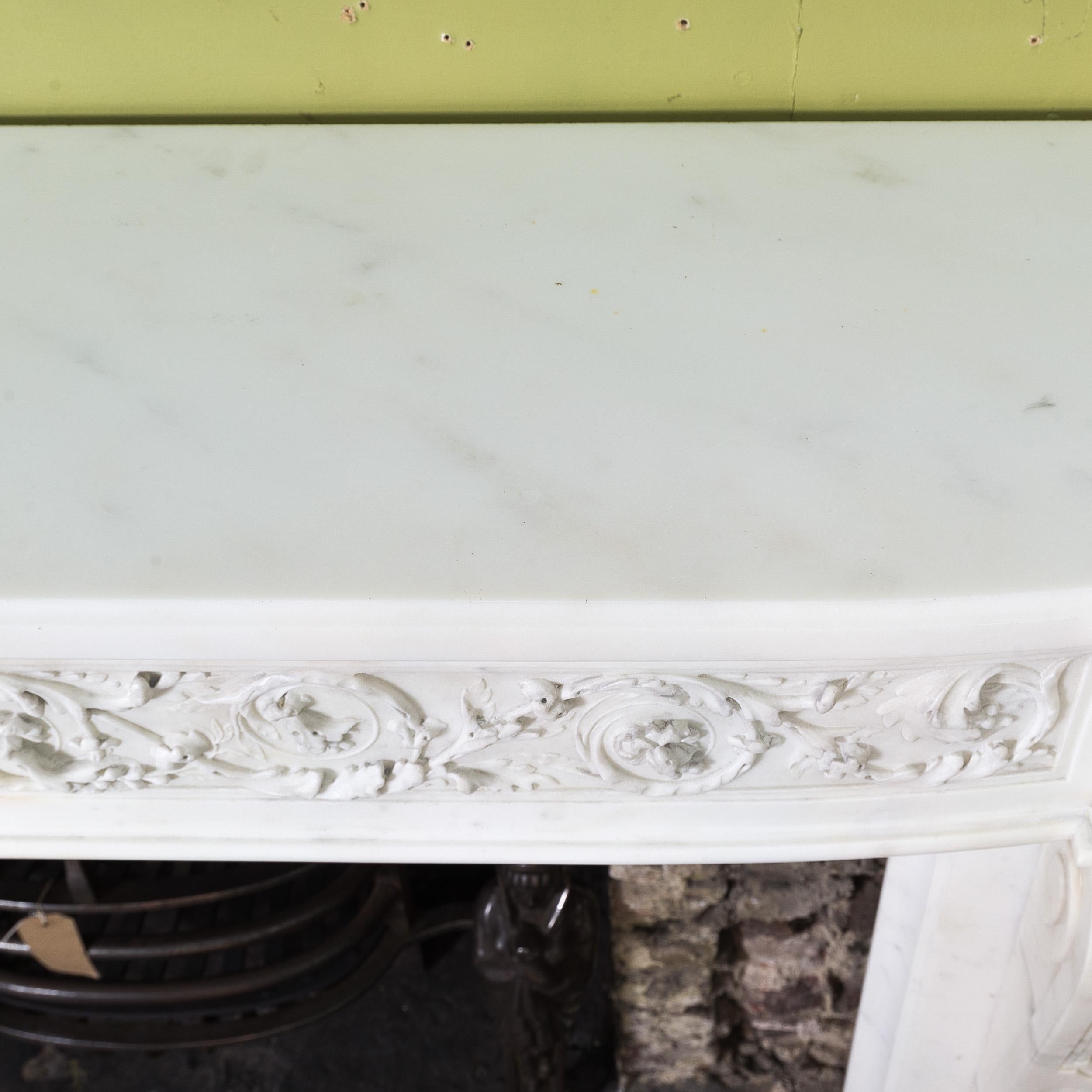 19th Century French Carrara Marble Fireplace 6
