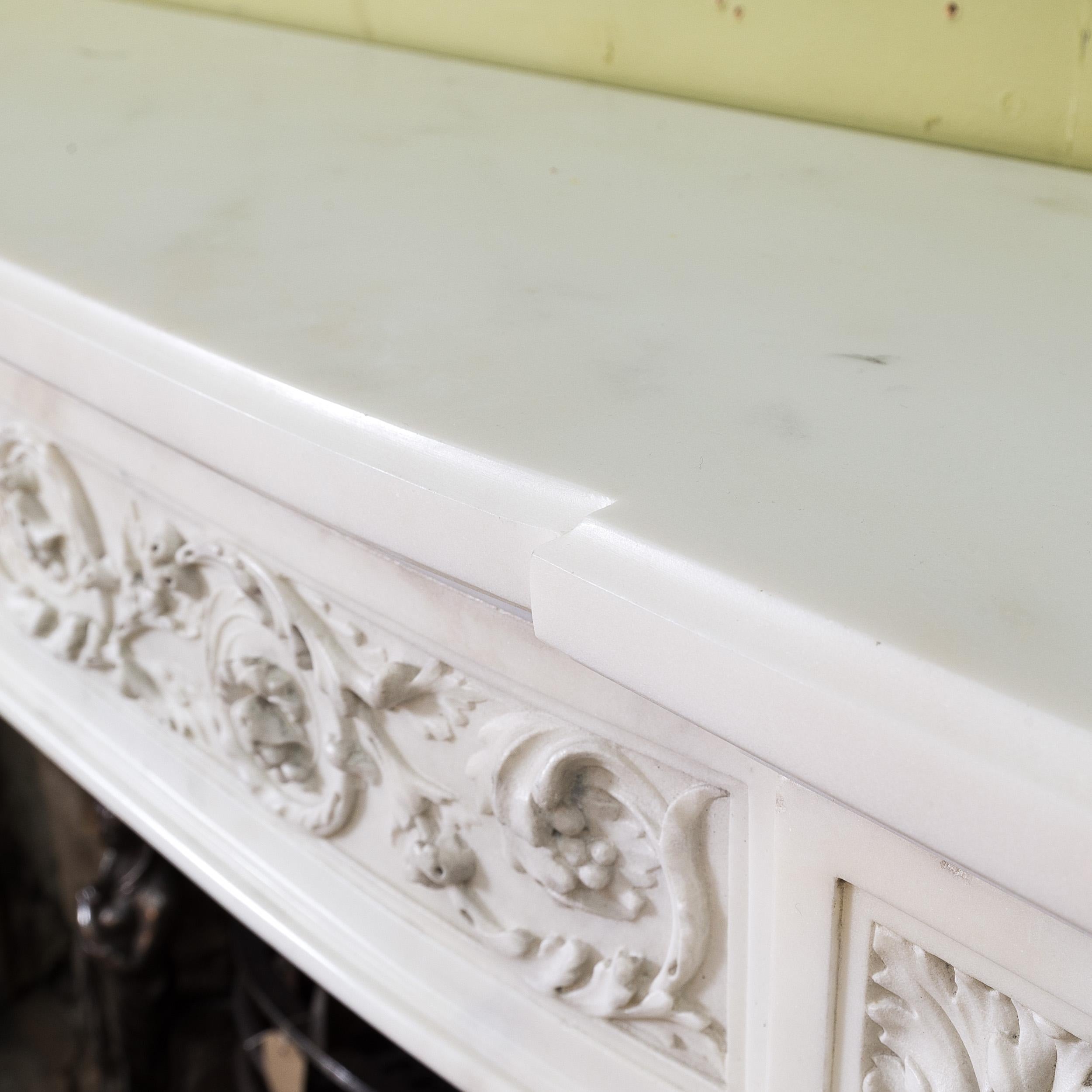 19th Century French Carrara Marble Fireplace 8