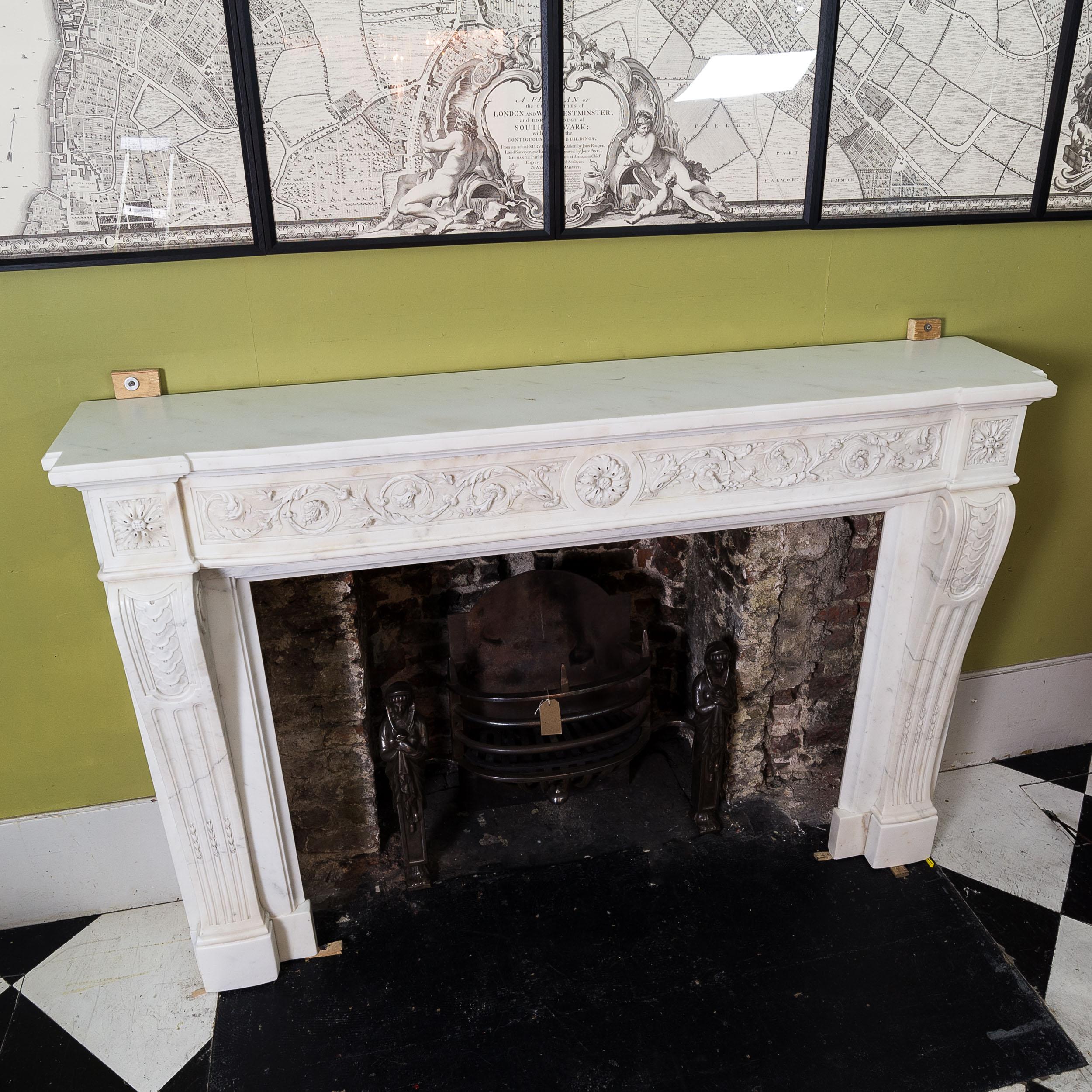 19th Century French Carrara Marble Fireplace 9