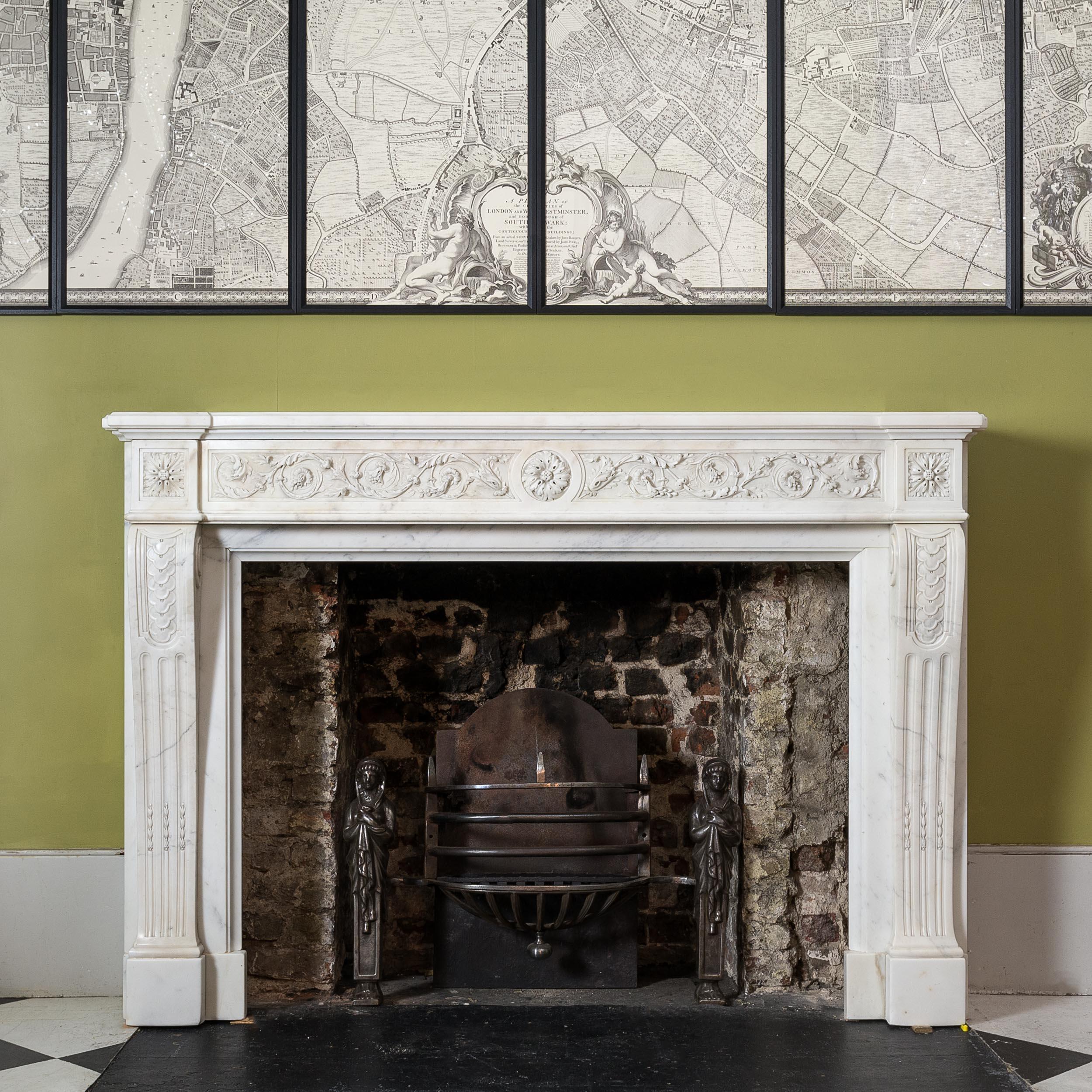 19th Century French Carrara Marble Fireplace 10