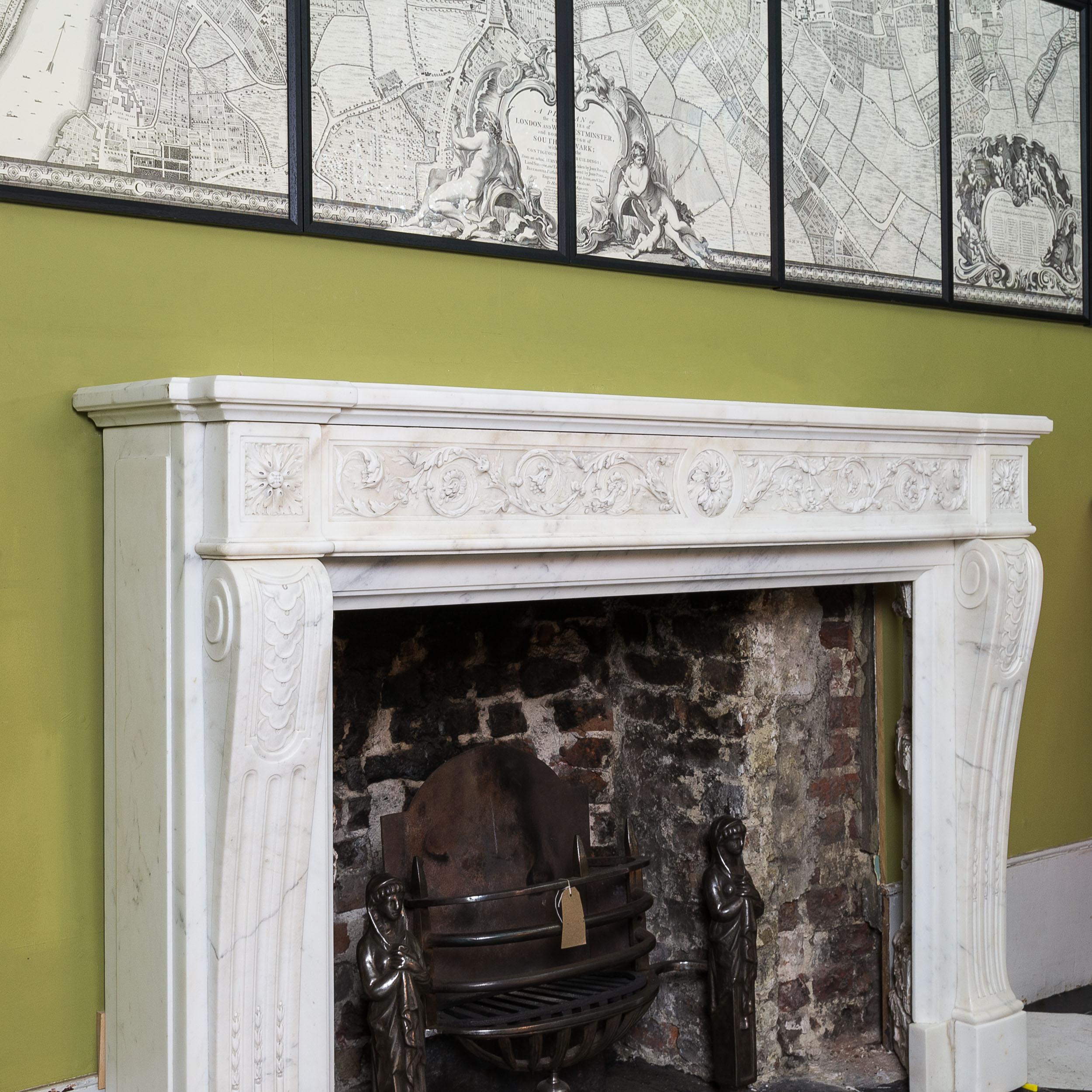 19th Century French Carrara Marble Fireplace 1