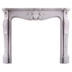 Antique A 19th Century French Carrara Marble Fireplace in the Louis XV Style