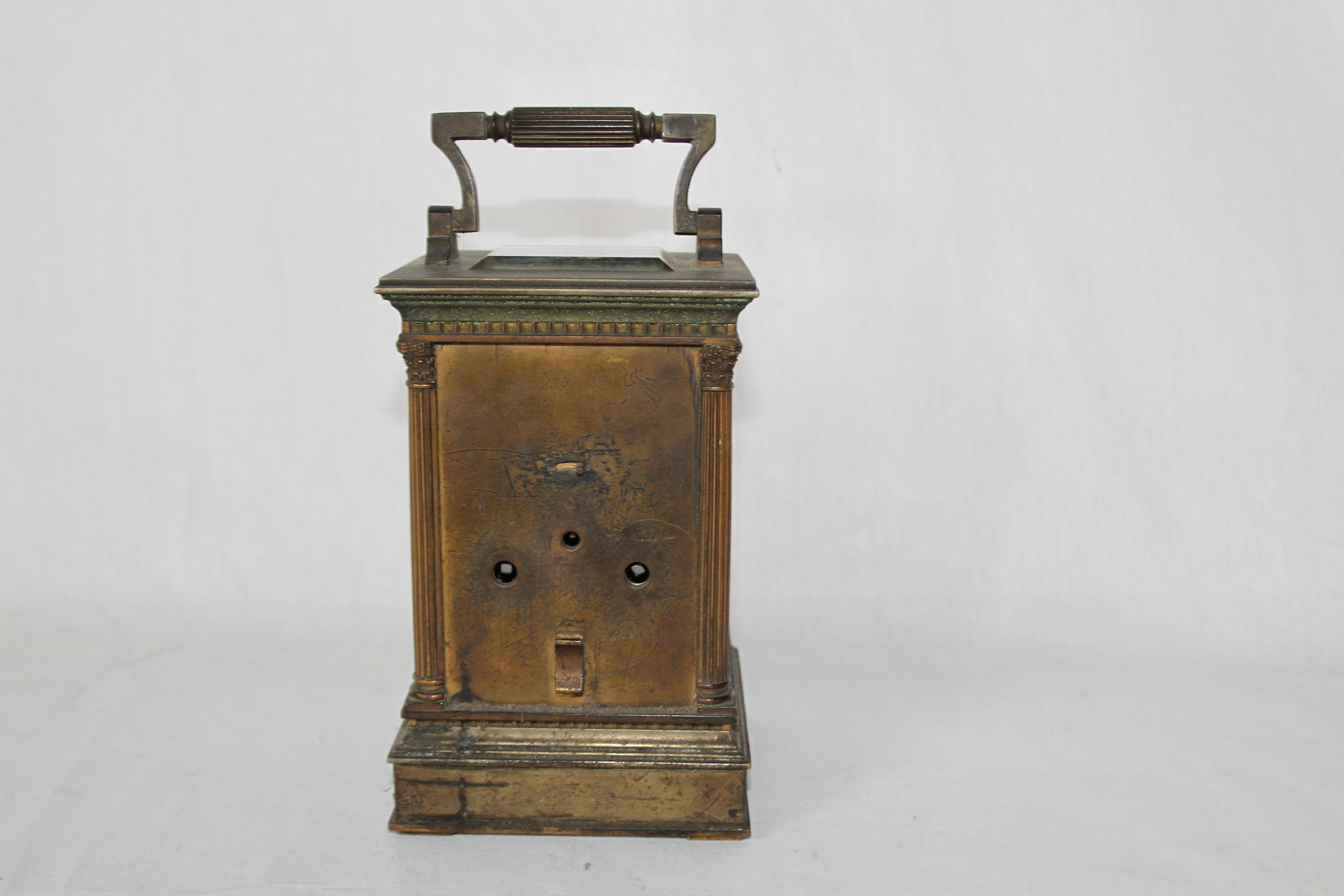 Hand-Crafted 19th Century French Carriage Clock with Repeat Button For Sale