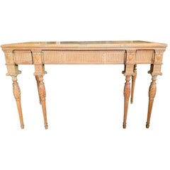 19th Century French Carved 3-Drawer Marble-Top Pine Console