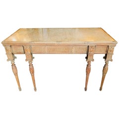 Antique 19th Century French Carved 3-Drawer Marble-Top Pine Console