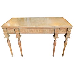 19th Century French Carved 3-Drawer Marble-Top Pine Console