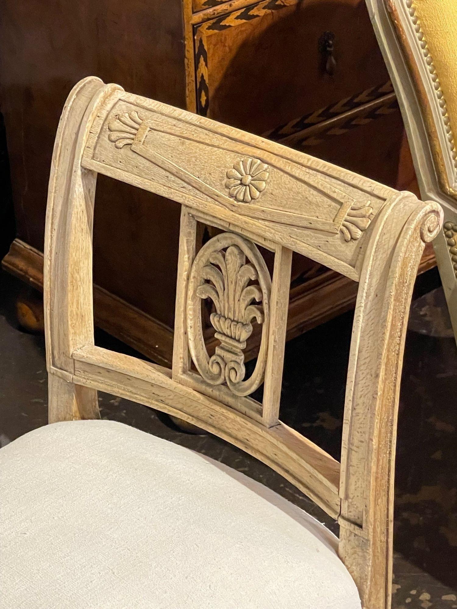 19th Century French Carved and Bleached Directoire Walnut Bench In Good Condition In Dallas, TX