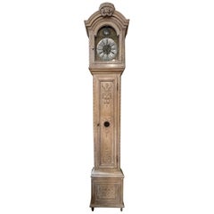 Reloj de pie francés del siglo XIX tallado y blanqueado