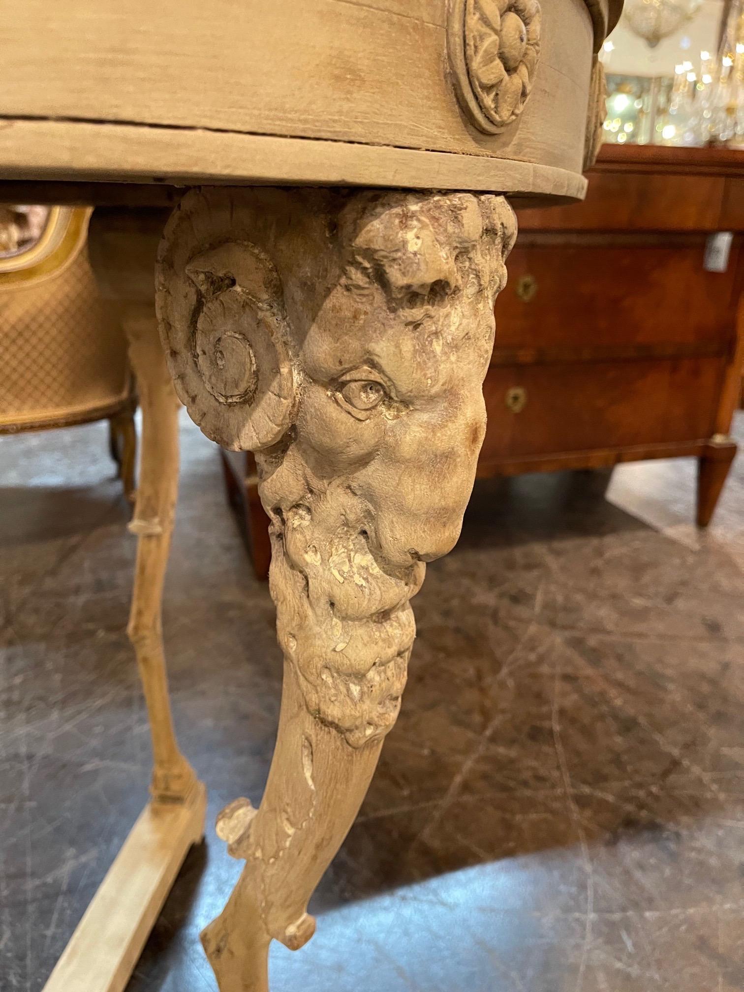 19th Century French Carved and Bleached Mahogany Side Table In Good Condition In Dallas, TX