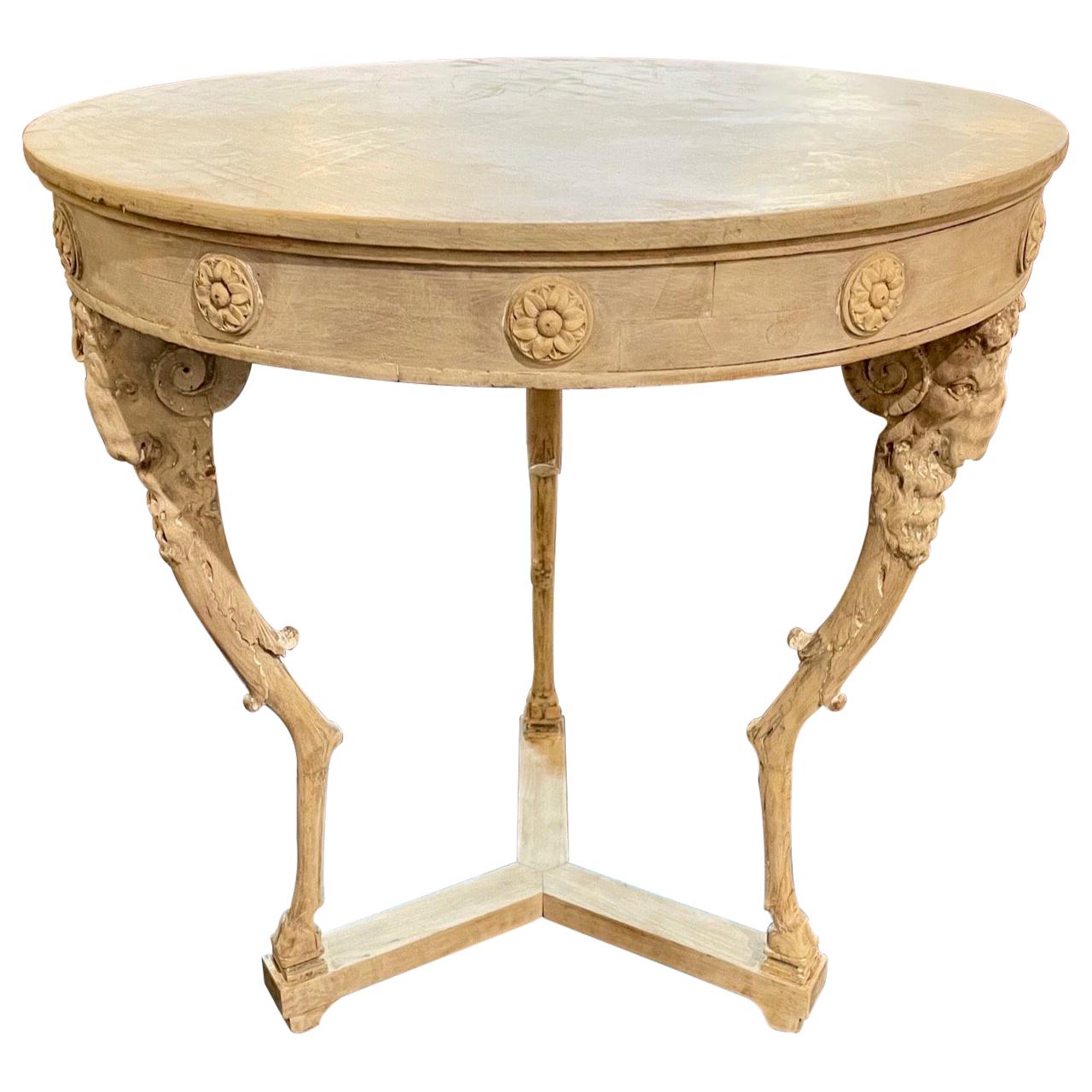 19th Century French Carved and Bleached Mahogany Side Table