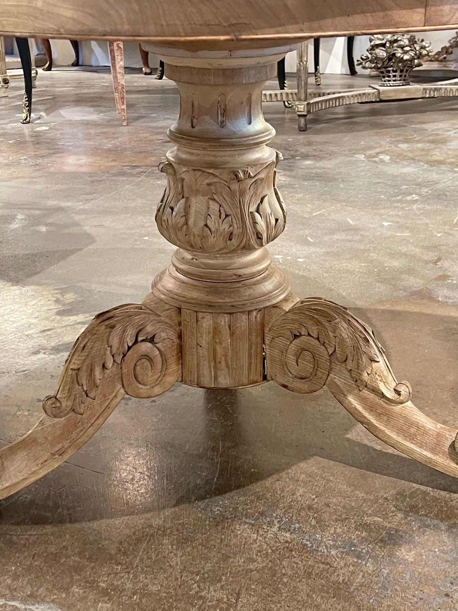 19th Century French Carved and Bleached Walnut Center Table In Good Condition In Dallas, TX