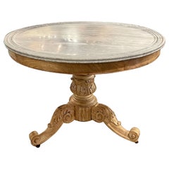 19th Century French Carved and Bleached Walnut Center Table