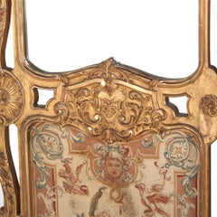 19th Century French Carved and Gilded Three-Panel Screen with Aubusson Tapestry