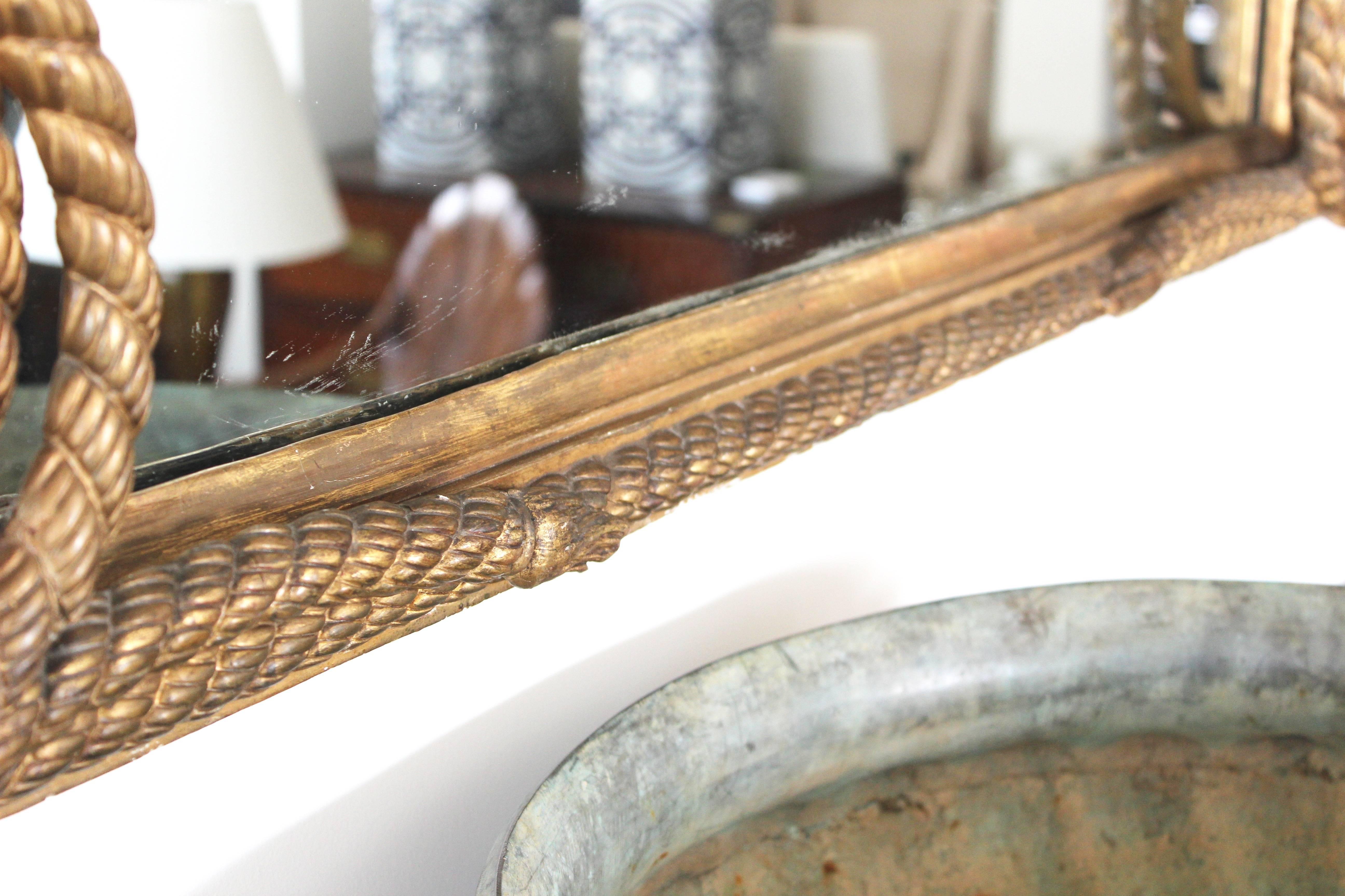 19th Century French Carved and Gilt Rope Mirror 6