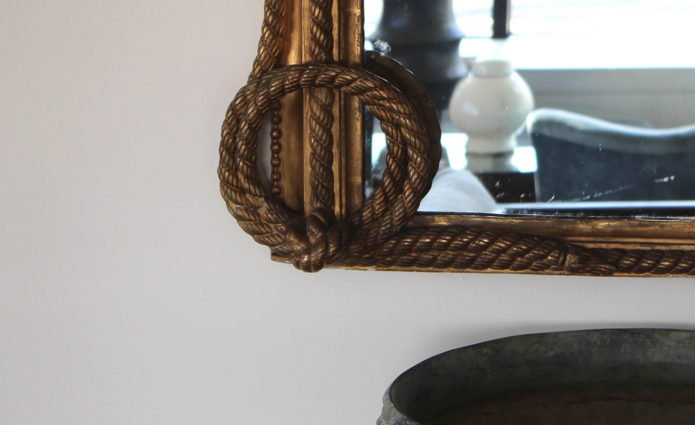 19th Century French Carved and Gilt Rope Mirror 1