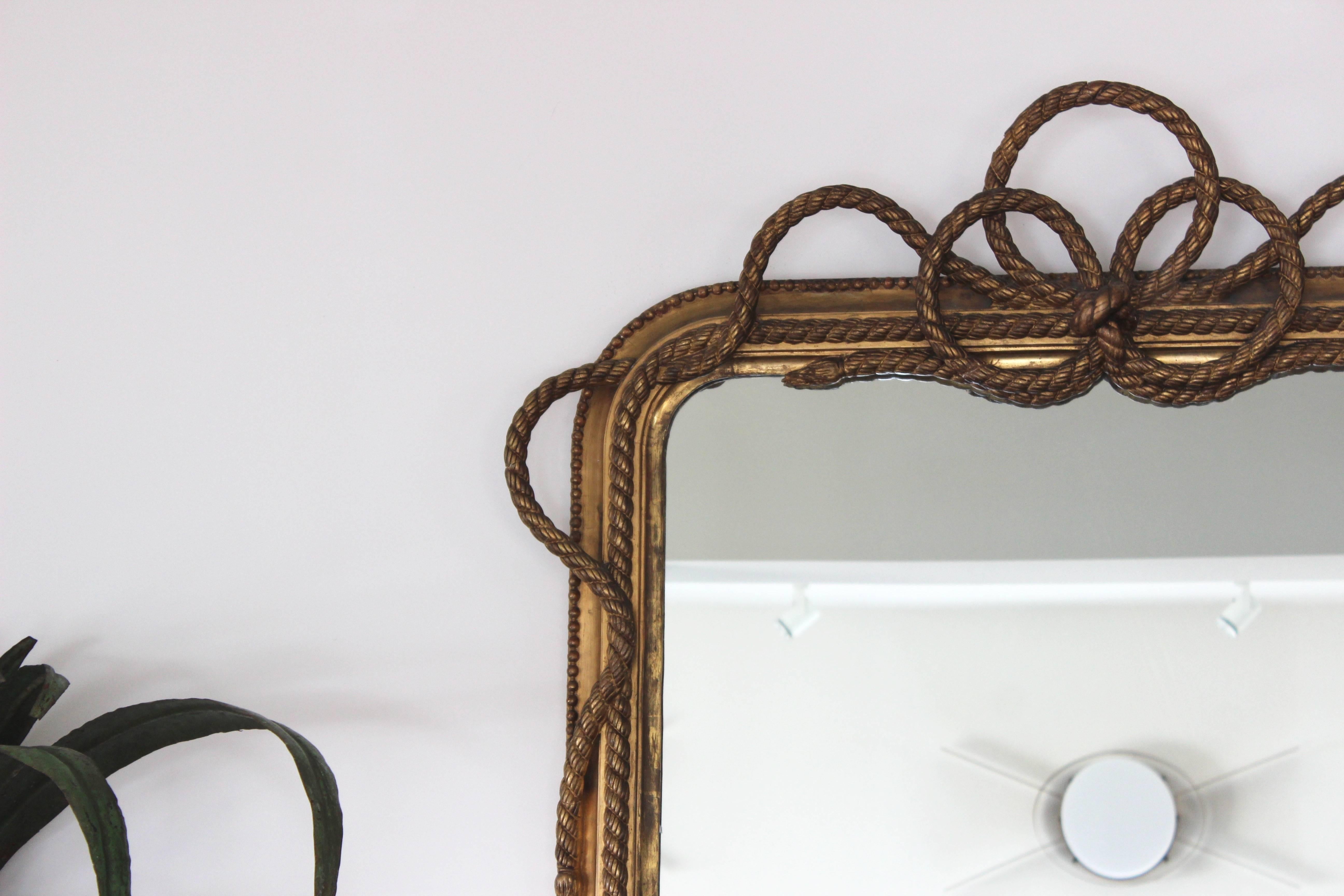 19th Century French Carved and Gilt Rope Mirror 2