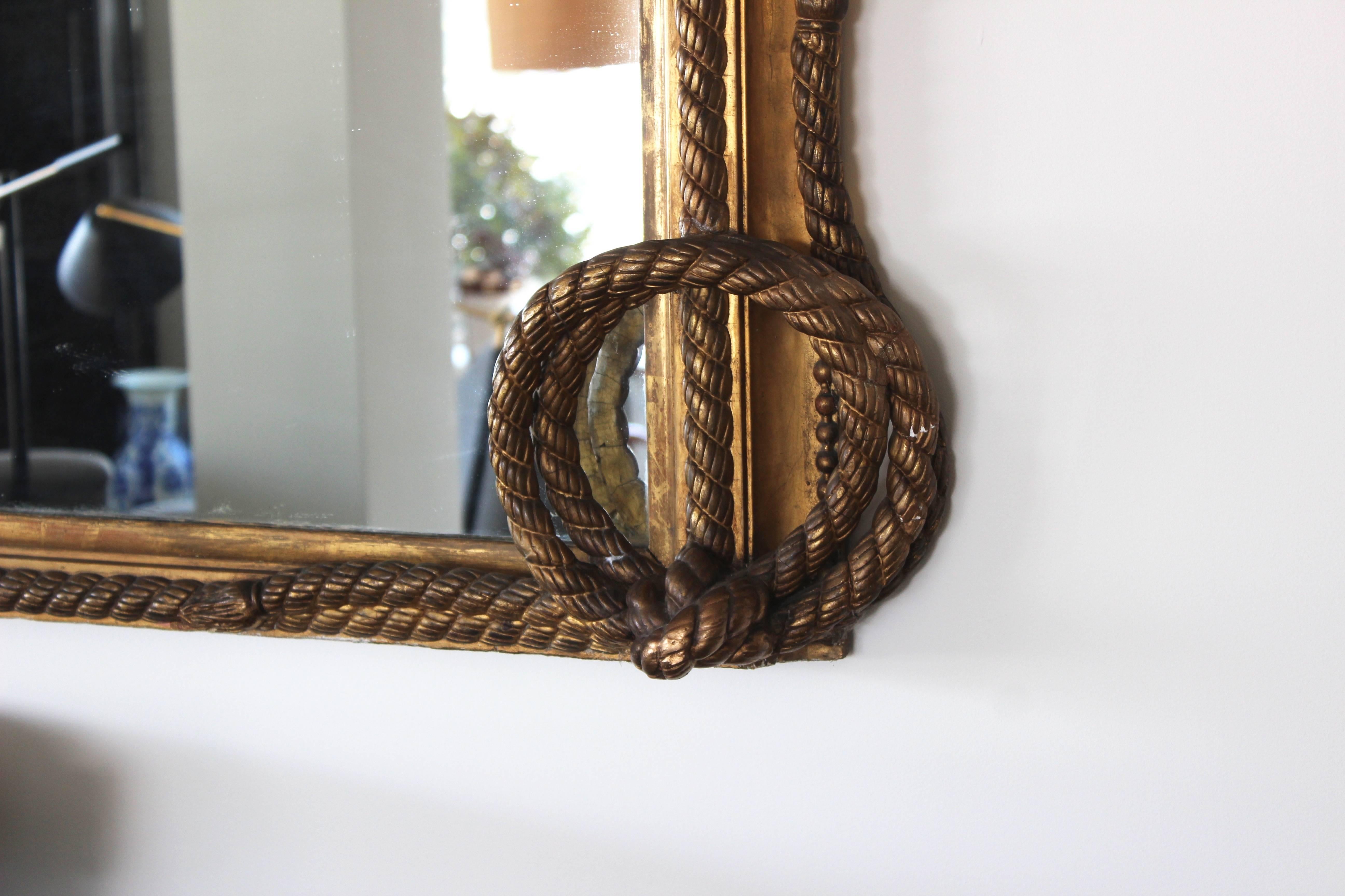 19th Century French Carved and Gilt Rope Mirror 3