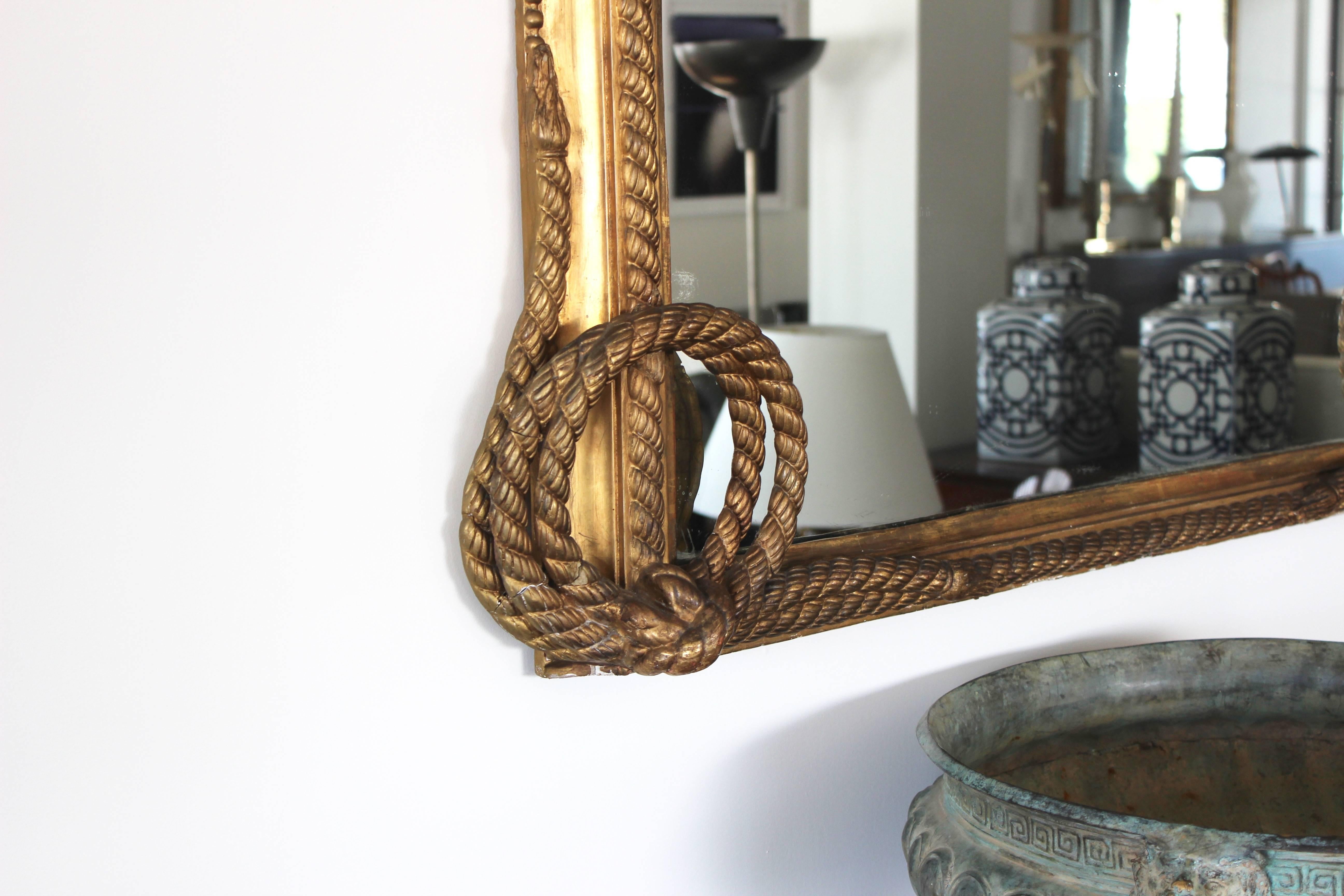 19th Century French Carved and Gilt Rope Mirror 4