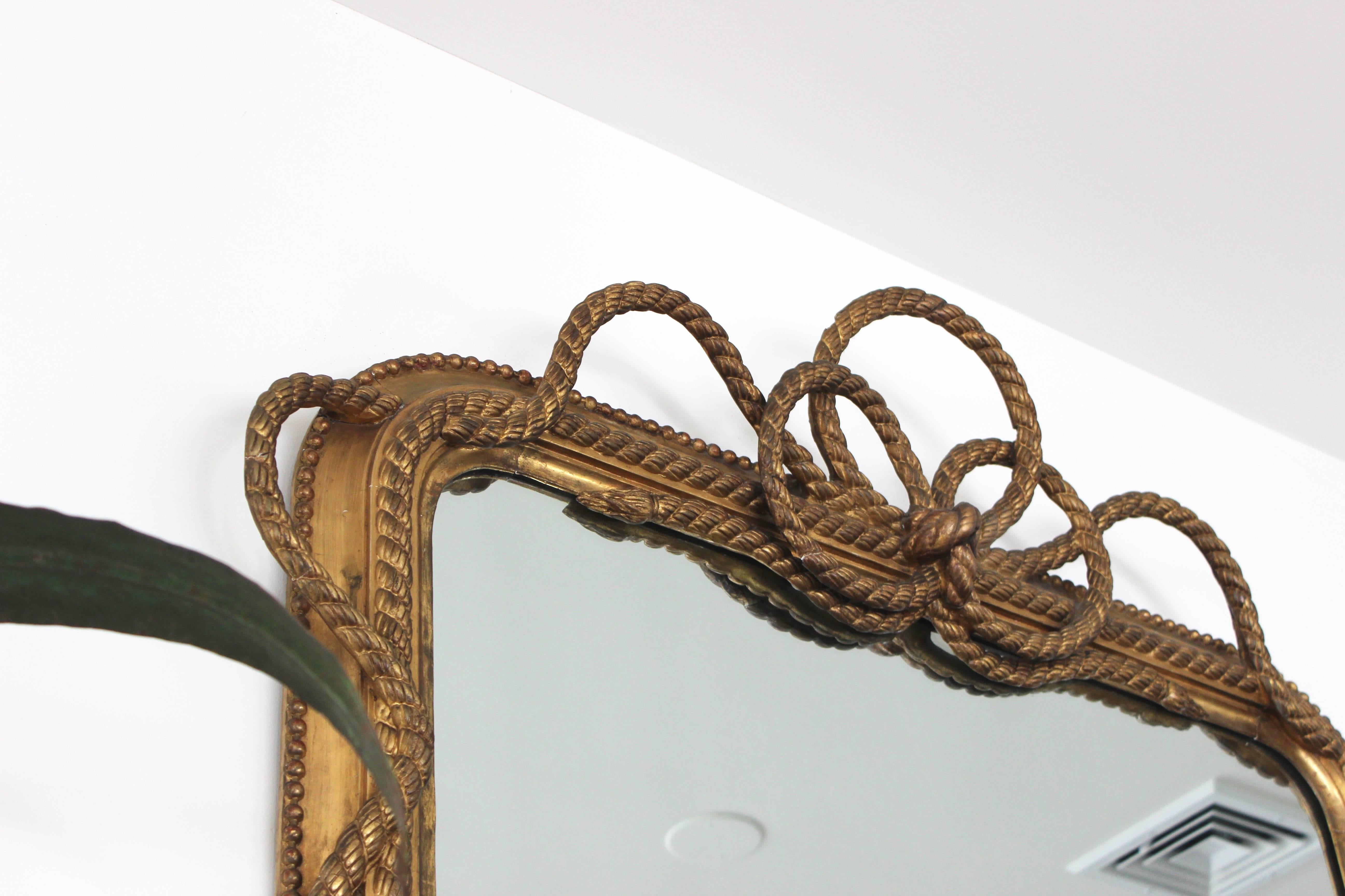 19th Century French Carved and Gilt Rope Mirror 5