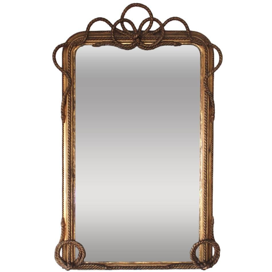 19th Century French Carved and Gilt Rope Mirror