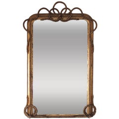 19th Century French Carved and Gilt Rope Mirror
