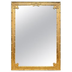 19. Jahrhundert Französisch geschnitzt und Giltwood Bamboo Mirror