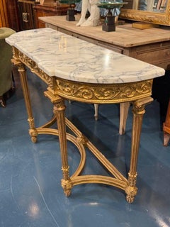 19th Century French Carved and Giltwood Console with Marble Top