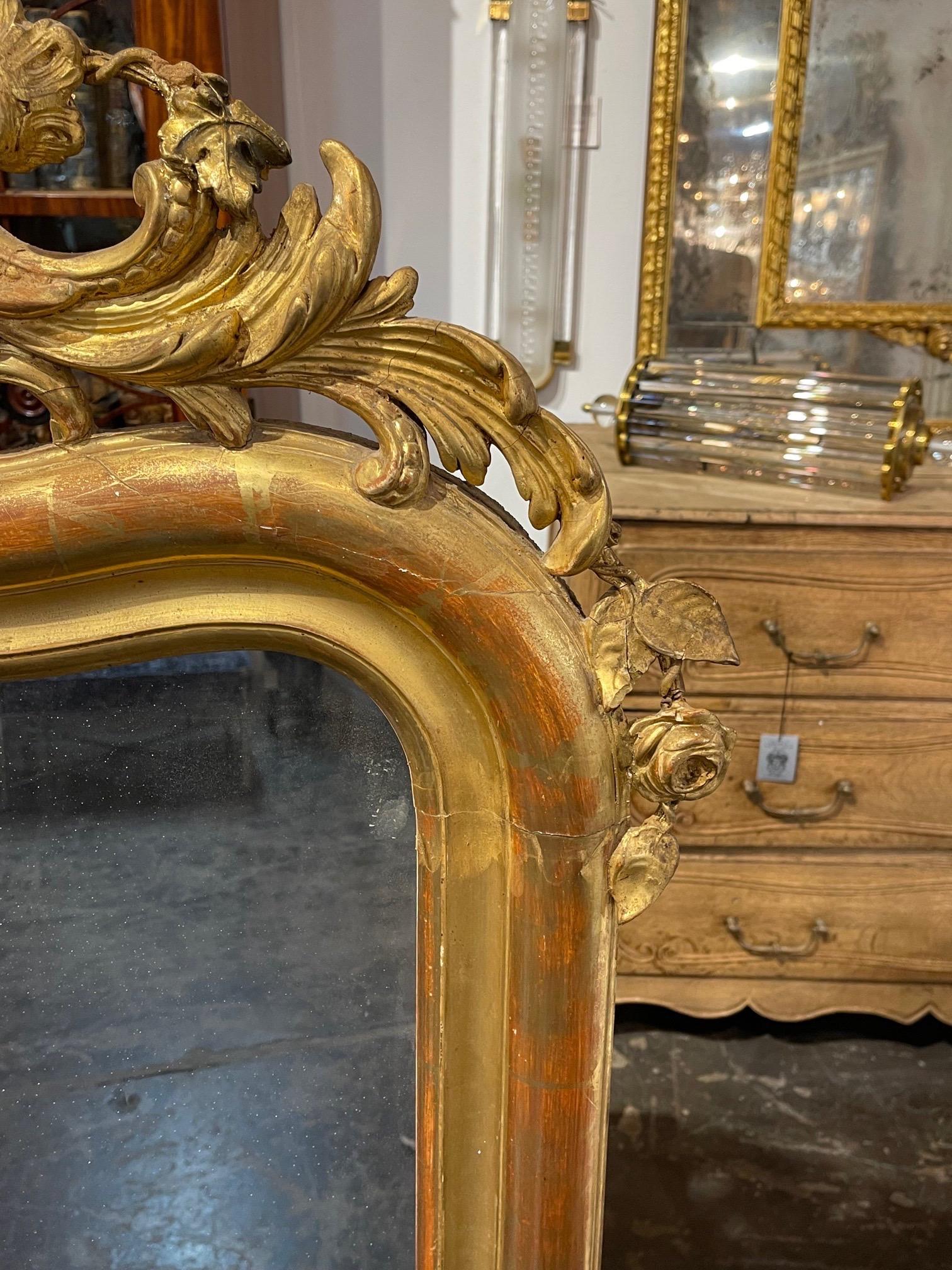 19th Century French Carved and Giltwood Louis XV Style Mirror 5