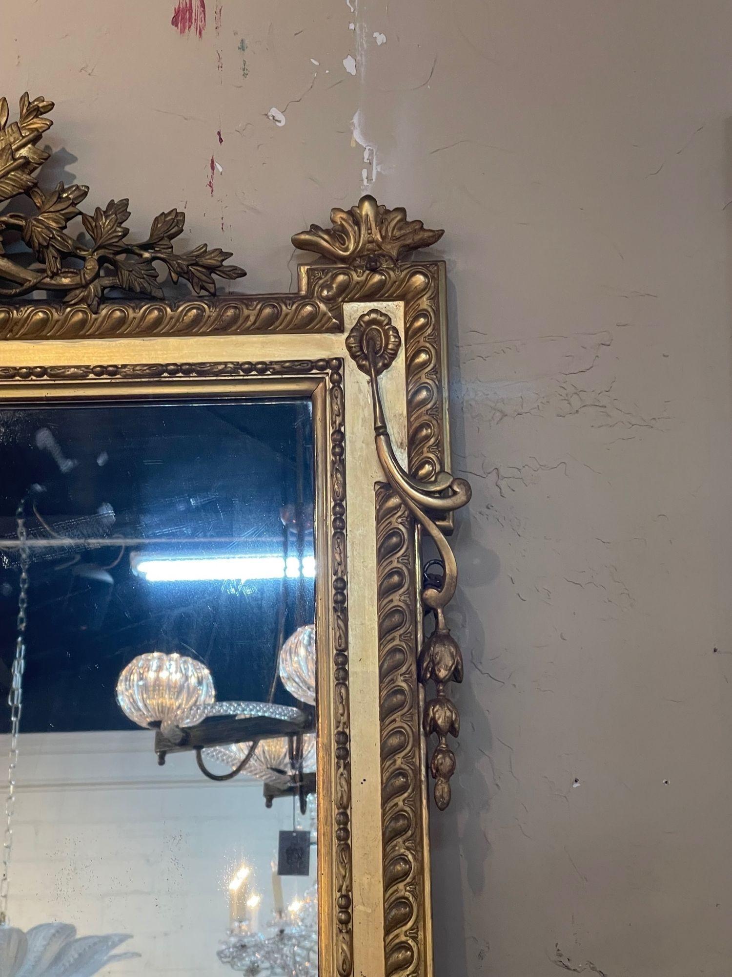 19th Century French Carved and Giltwood Louis XVI Style Mirror For Sale 3