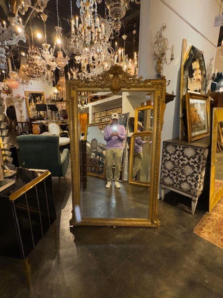 L'Antique Mirror francese del XIX secolo è caratterizzato da un design antico con intricati intagli e una lussuosa cornice in legno dorato. Il suo stile francese aggiunge un tocco di eleganza e raffinatezza a qualsiasi spazio. Questo specchio emana