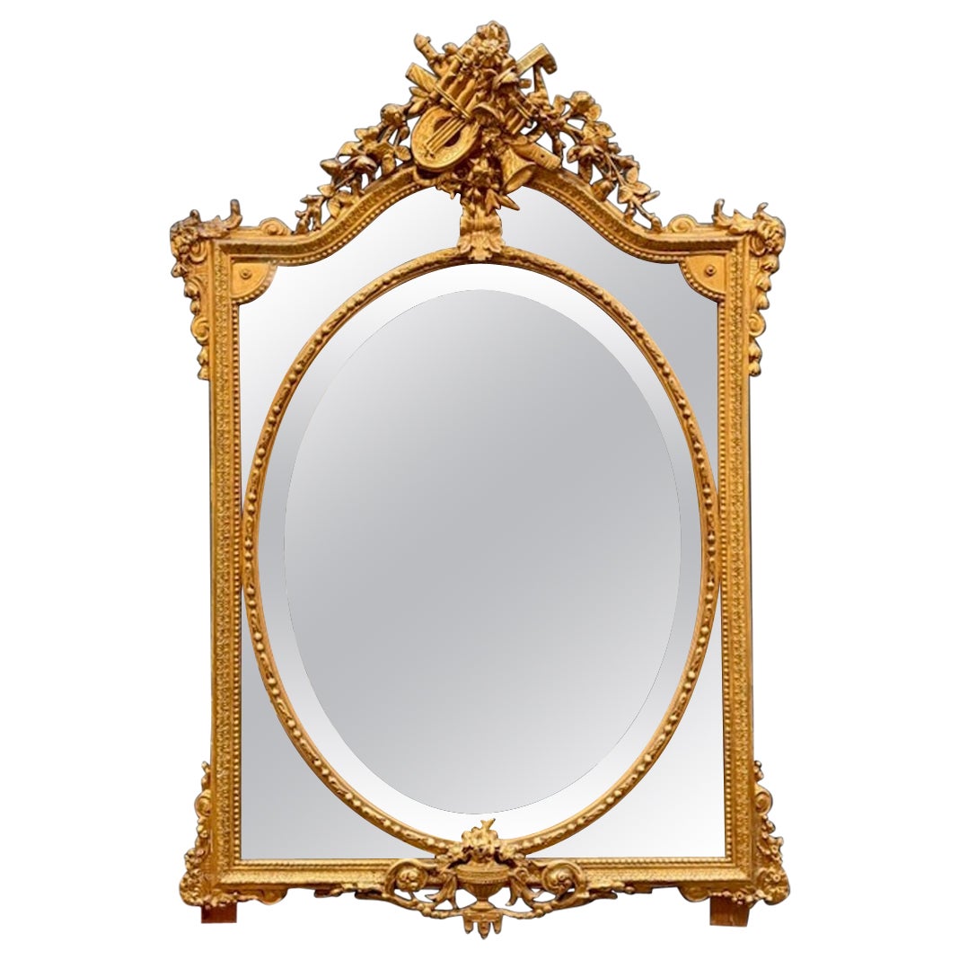 19th Century French Carved and Giltwood Mirror