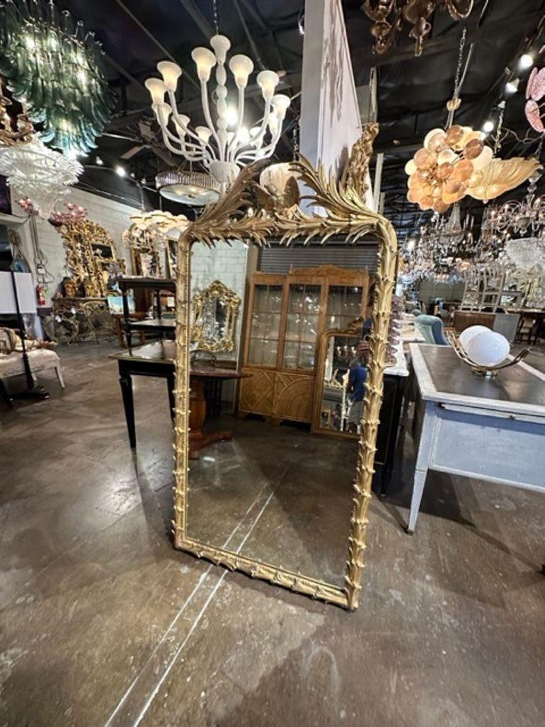 19th Century French Carved and Giltwood Mirror with Bird For Sale 4