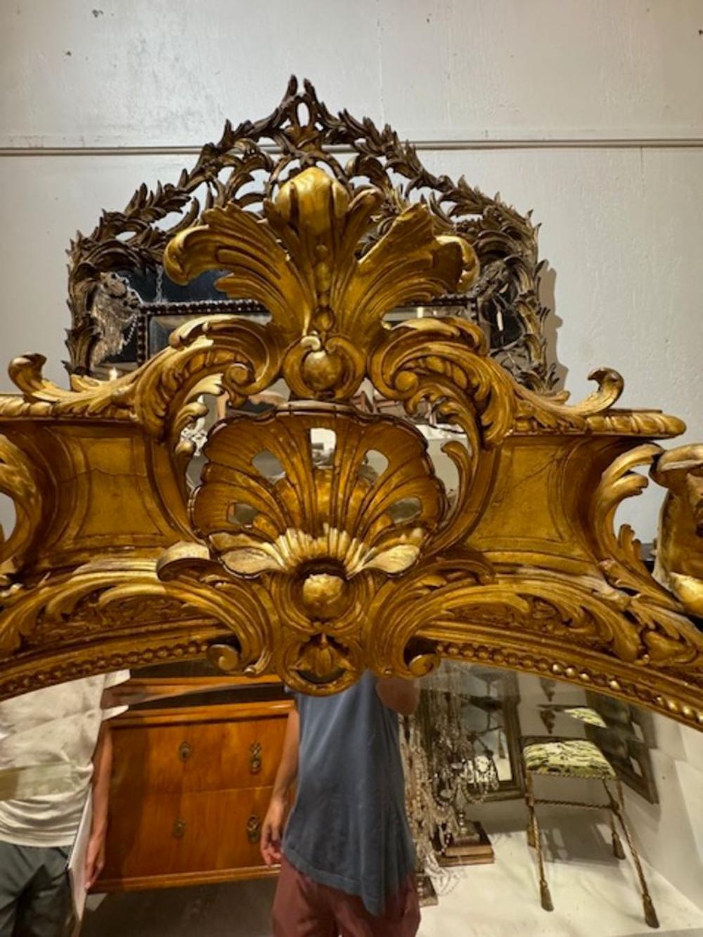 Intagliato Specchio ovale francese del XIX secolo intagliato e in legno di gesso in vendita