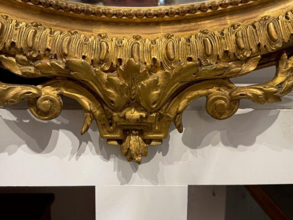 19. Jahrhundert Französisch geschnitzt und Giltwood Oval Spiegel im Zustand „Gut“ im Angebot in Dallas, TX