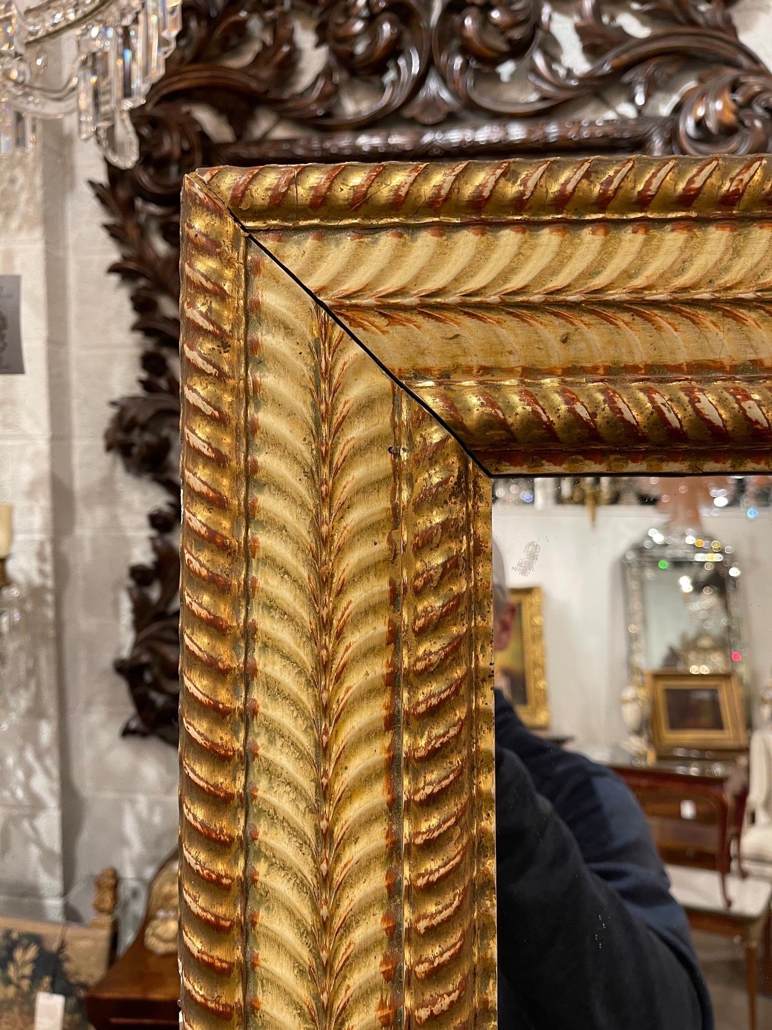 19th Century French Carved and Giltwood Transitional Mirror In Good Condition In Dallas, TX