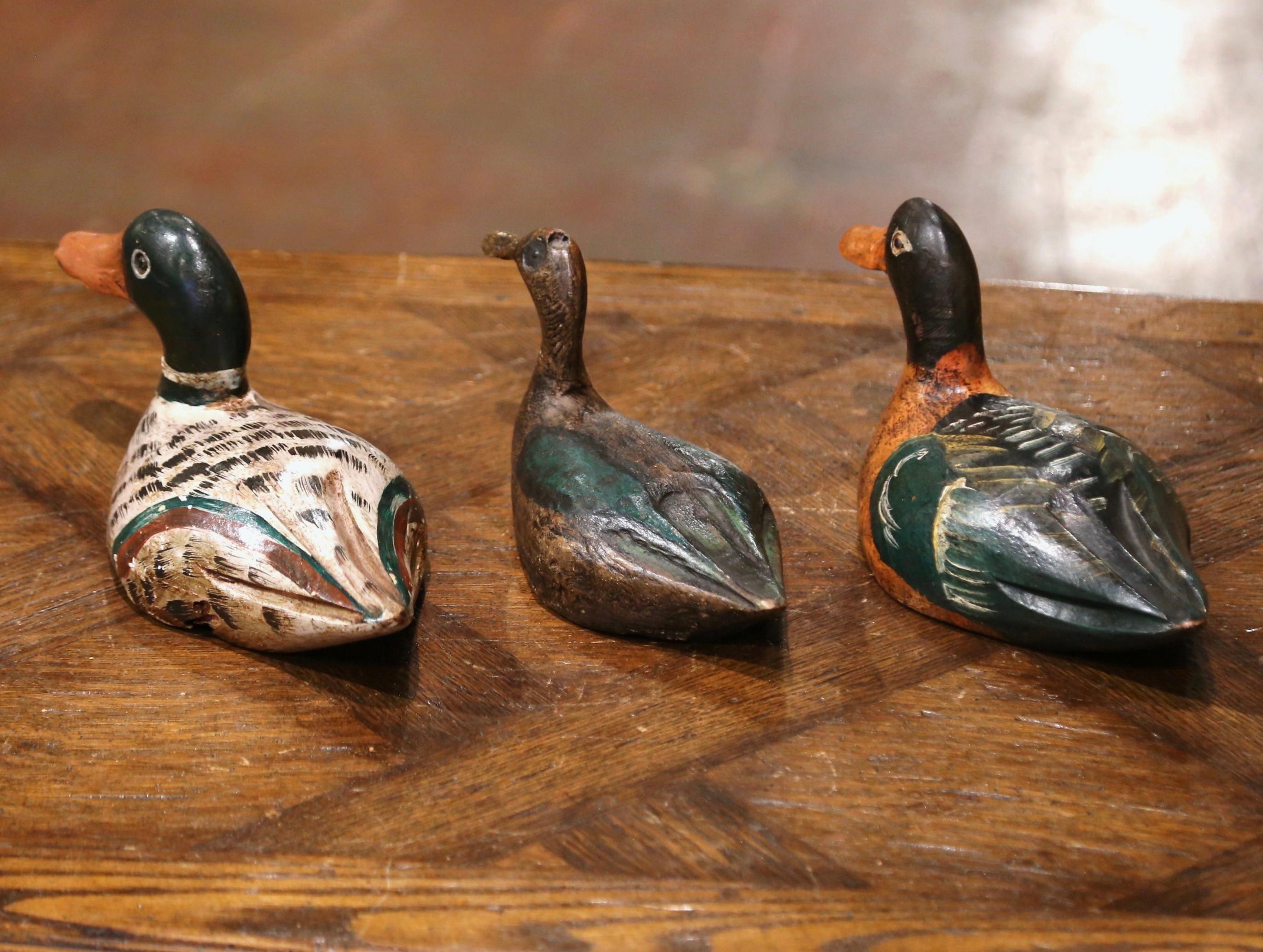 19th Century French Carved and Hand Painted Duck Decoys, Set of Eleven 6